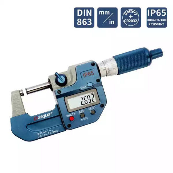 0-25mm/0-1''x0.001mm/0.00005'' Digital Outside Micrometer Dasqua IP65 Graduation 0.0001''