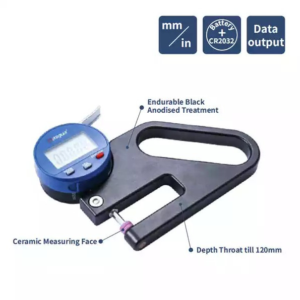 0-10x0.01mm/0.4x0.0005'' L120 Digital Thickness Gauge with Black Handle