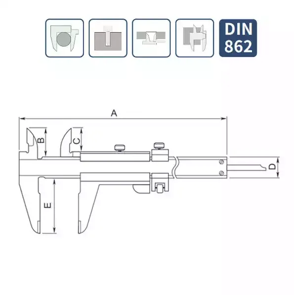 Αναλογικό Παχύμετρο Monoblock Vernier με μικρορύθμιση 0-200mm 0-8in x 0.05-1-128in