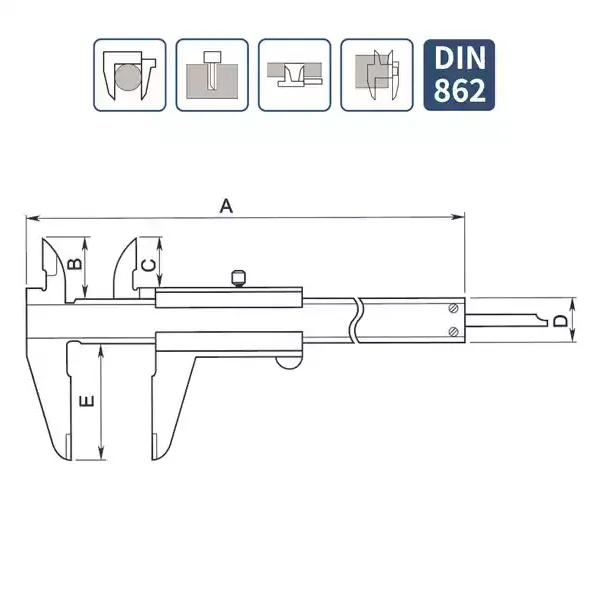Αναλογικά Παχύμετρα Monoblock Vernier 0-200mm-0-8inx0.02-0.001in